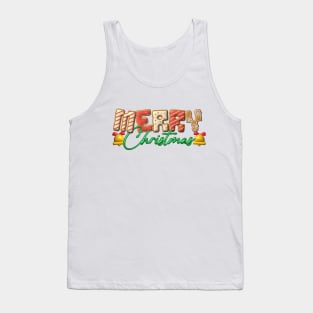 Cookies Lettering Merry Christmas Lettering Design Tank Top